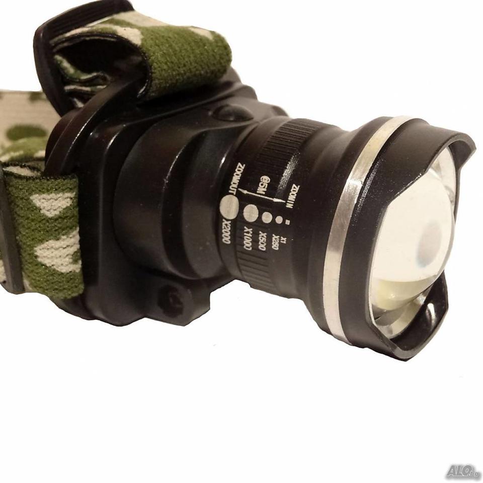 CREE Q5 LED-es csepp- és porálló akkumulátoros fejlámpa - hálózatról és szivargyújtóról is tölthető