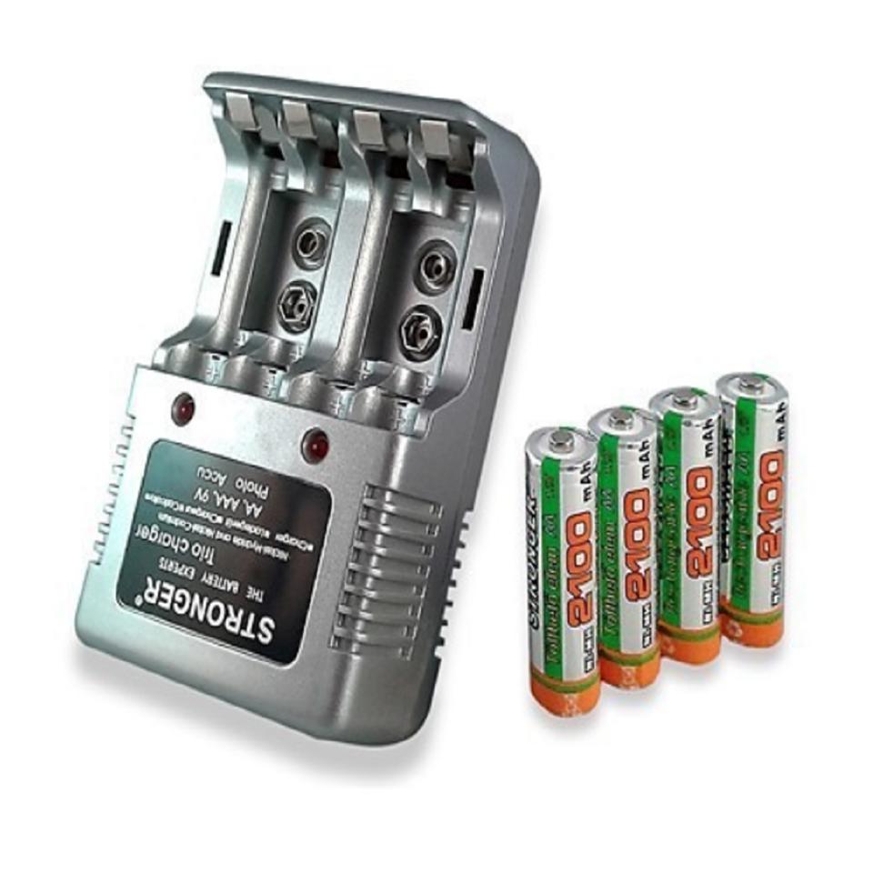 Univerzális elemtöltő + 4 db tölthető 2100mAh ceruza akku