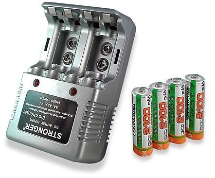 Univerzális elemtöltő + 4 db tölthető 2100mAh ceruza akku