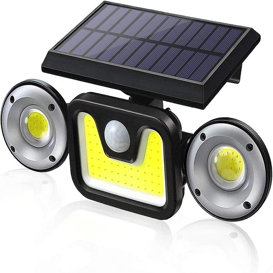 JY-1729 kültéri napelemes falilámpa 54 COB LED-del - vízálló, mozgásérzékelős szolár lámpa