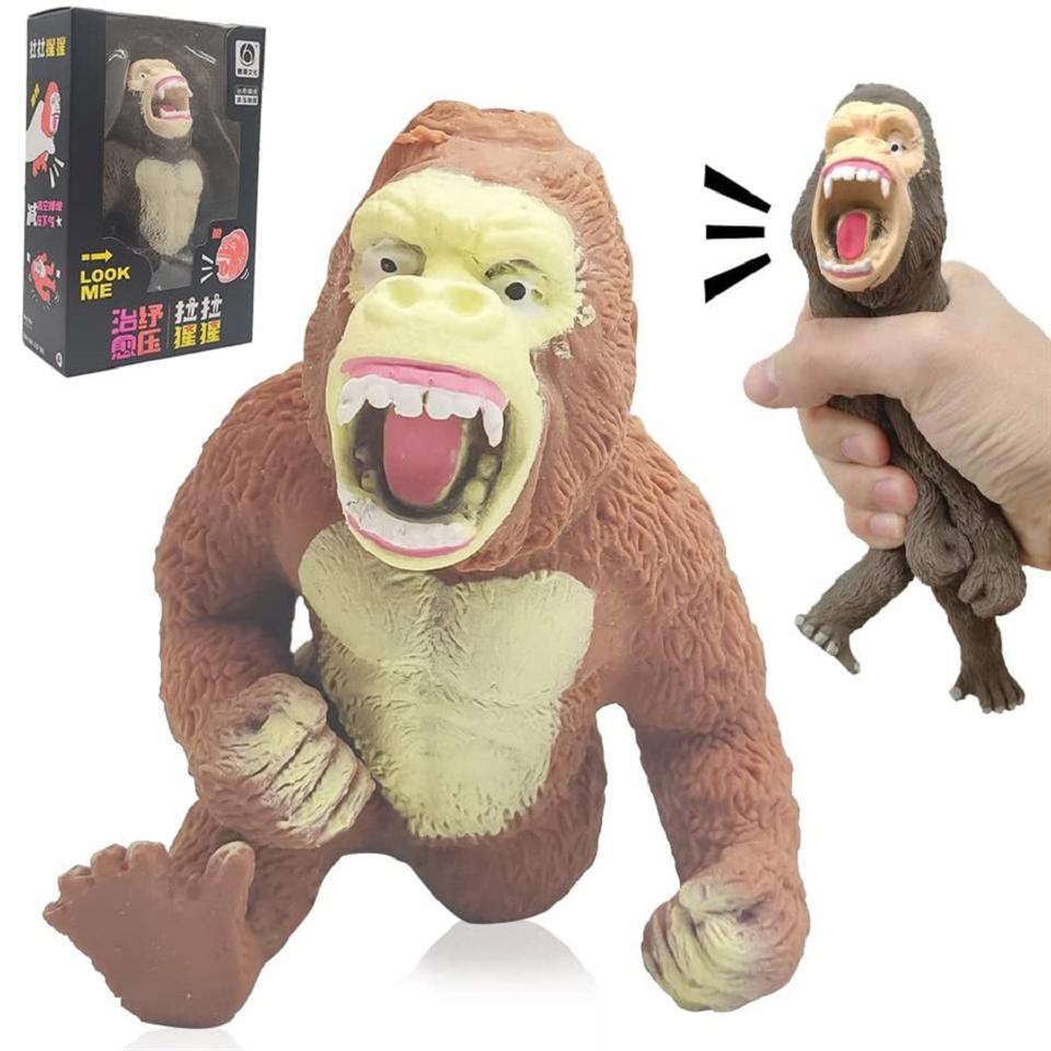 Gorilla formájú, nyomkodható, stressz csökkentő játék gumiból